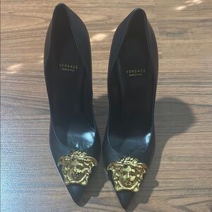 Versace Black and Gold Women's Shoes